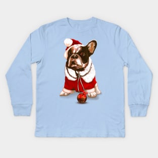 CHRISTMAS FRENCH BULLDOG Kids Long Sleeve T-Shirt